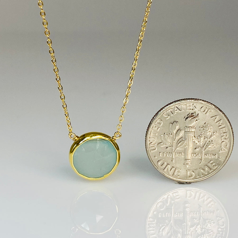 Chalcedony Bezel Necklace 11mm