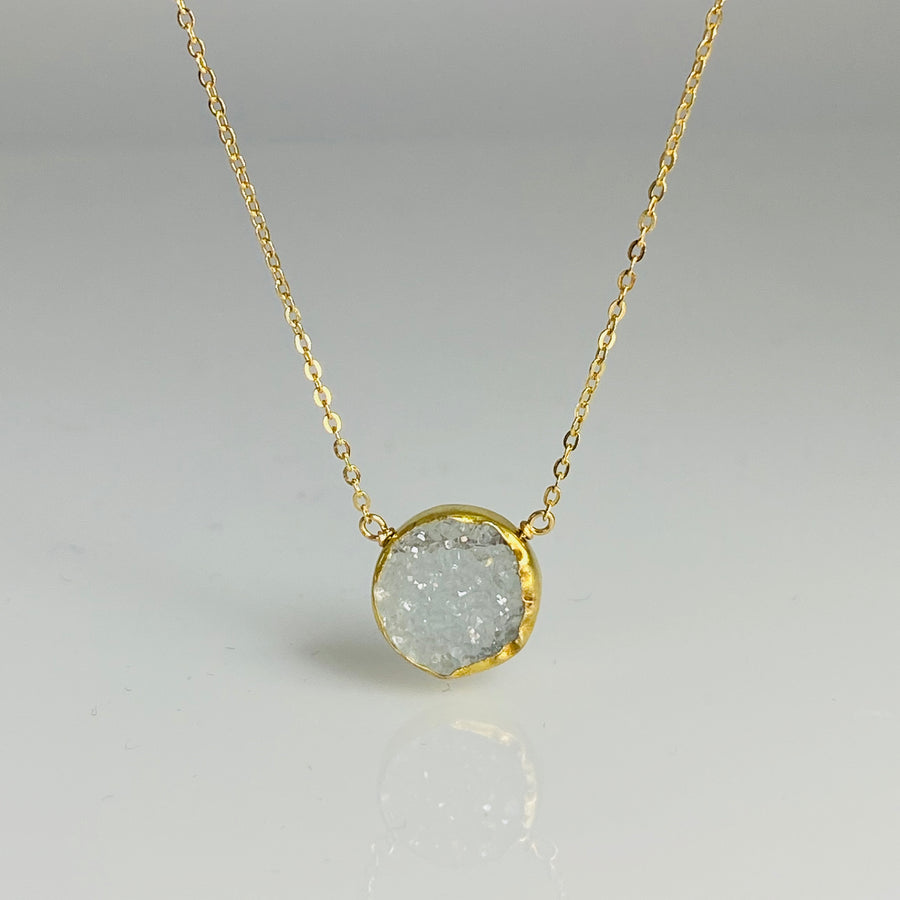 Blue Druzy Bezel Necklace 12mm