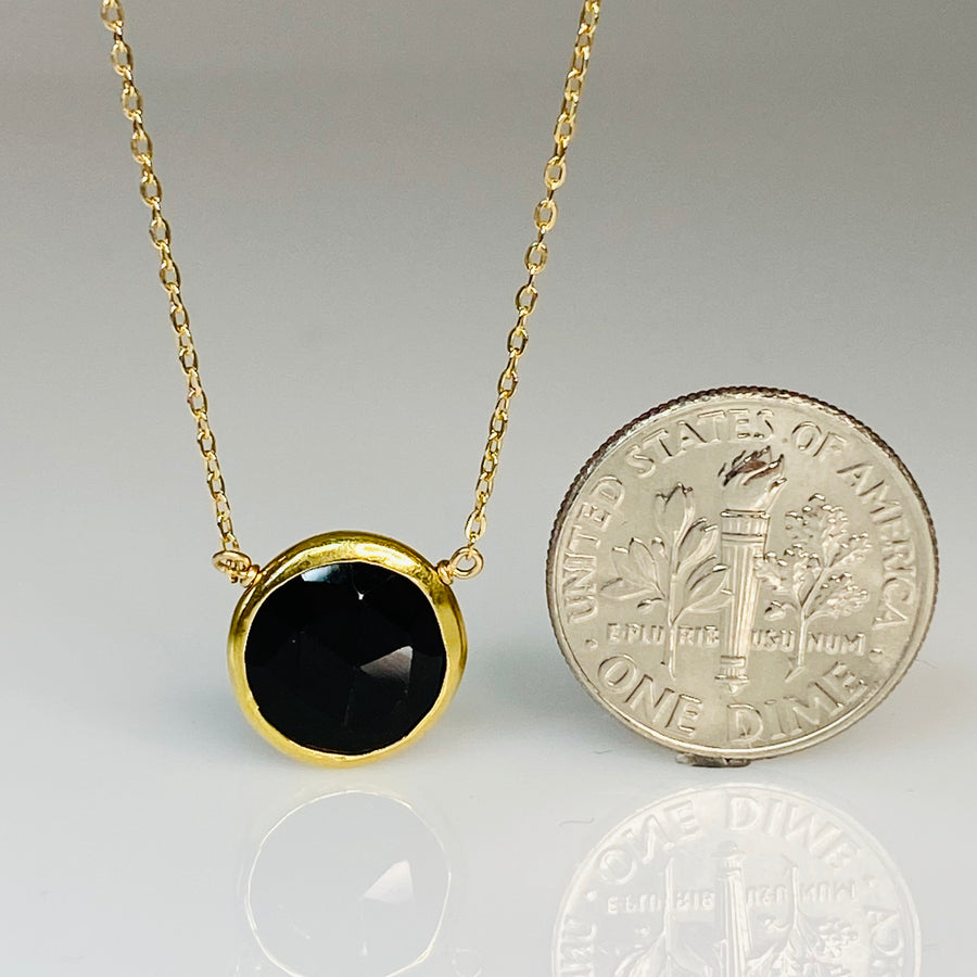 Black Onyx Bezel Necklace 11mm