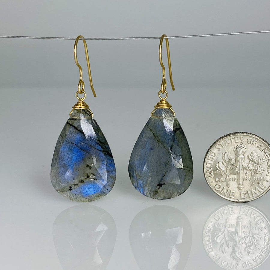 Pear Shape Labradorite Earrings 14x24mm