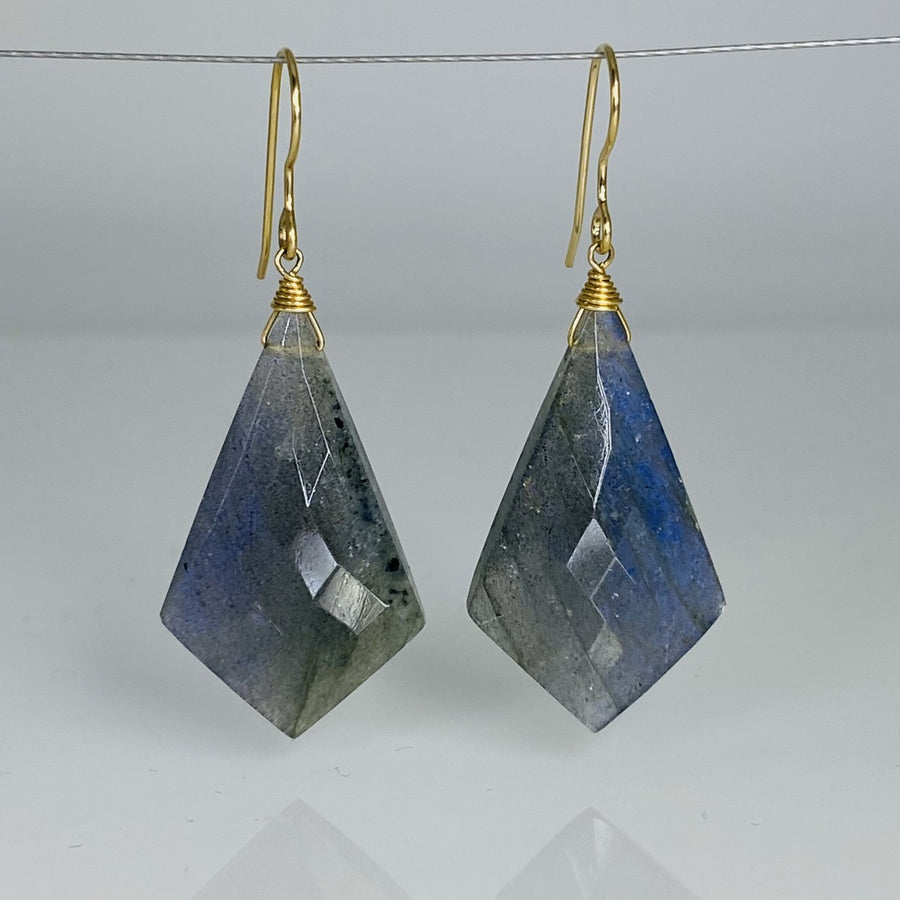 Kite Shape Labradorite Earrings 17x32mm