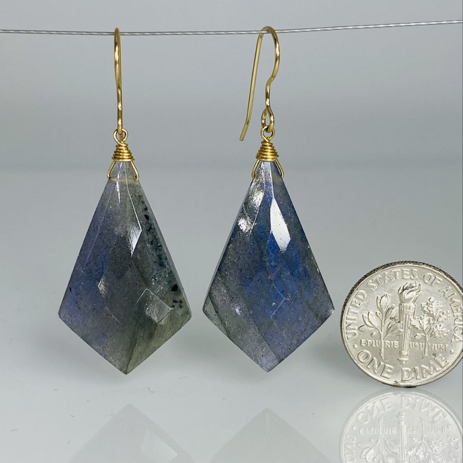 Kite Shape Labradorite Earrings 17x32mm