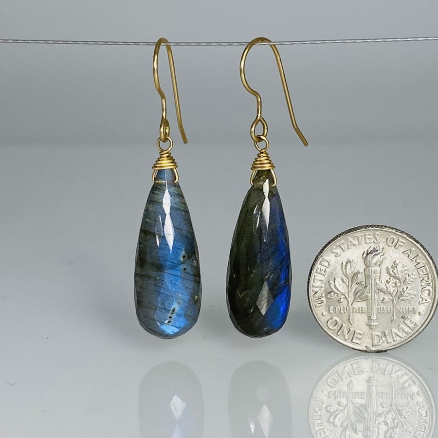 Briolette Labradorite Earrings 9x26mm