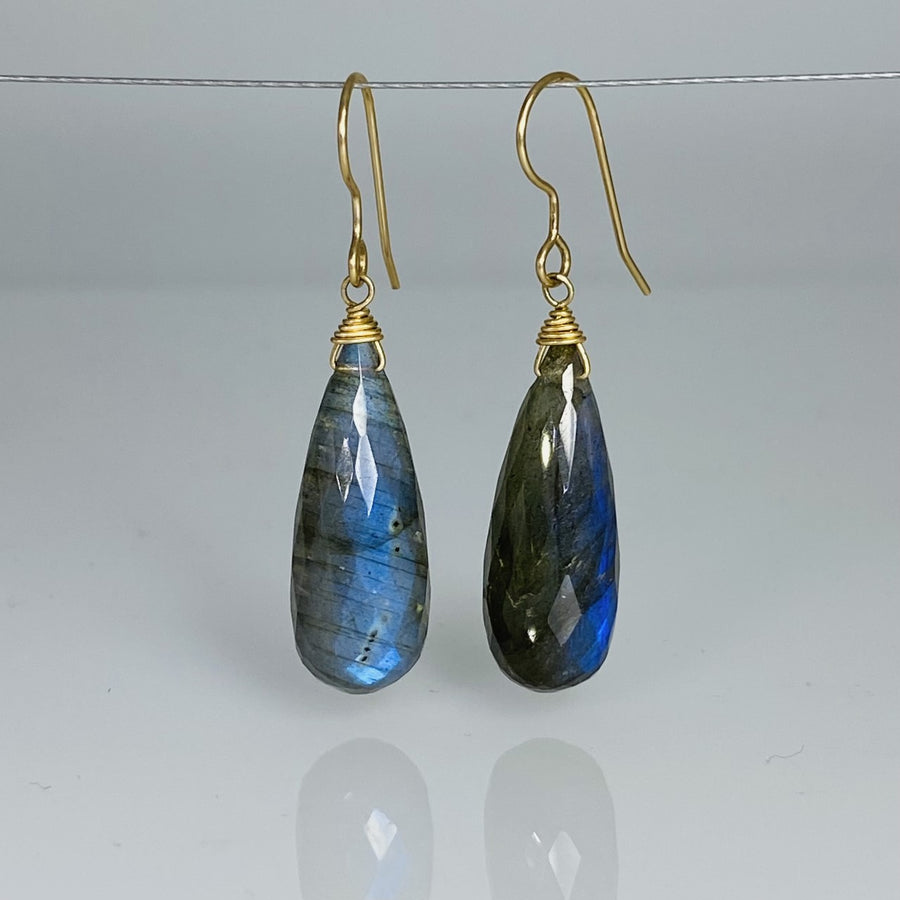 Briolette Labradorite Earrings 9x26mm