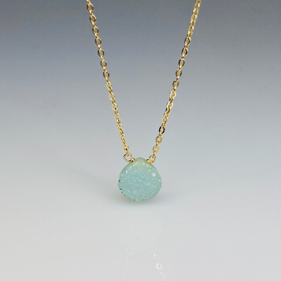 Chalcedony Druzy Necklace 7mm