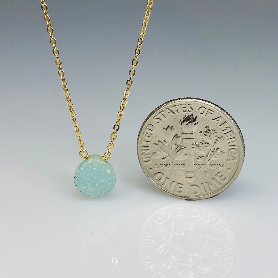 Chalcedony Druzy Necklace 7mm