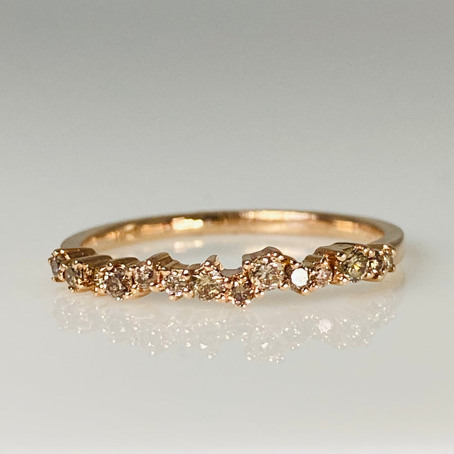 14K Rose Gold Staggered Champagne Diamond Ring 0.25ct