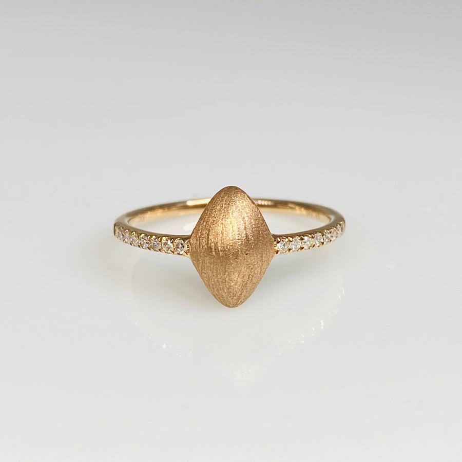 14K Rose Gold Matte Finish Signet Diamond Ring 0.08ct