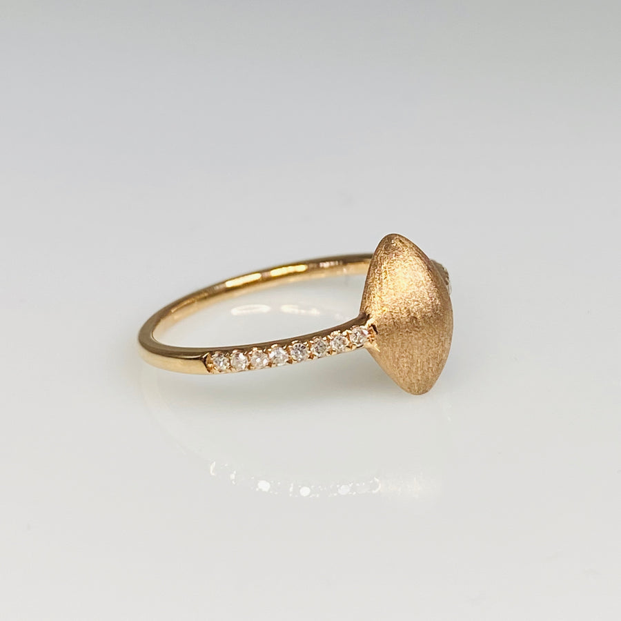 14K Rose Gold Matte Finish Signet Diamond Ring 0.08ct