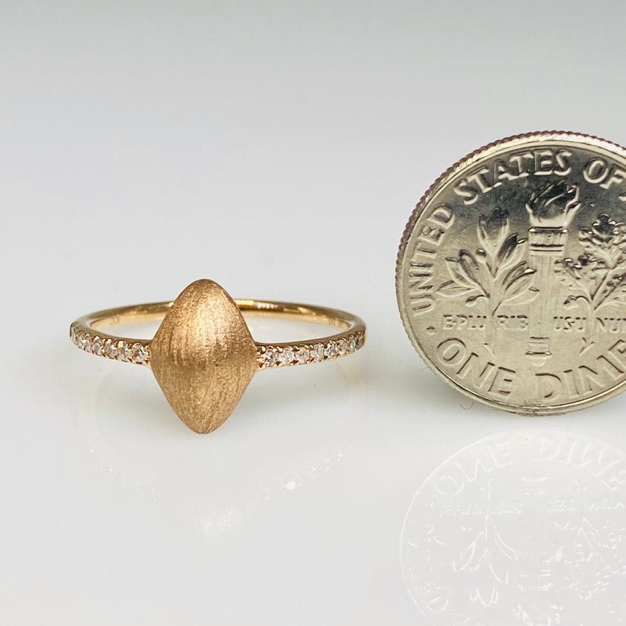 14K Rose Gold Matte Finish Signet Diamond Ring 0.08ct