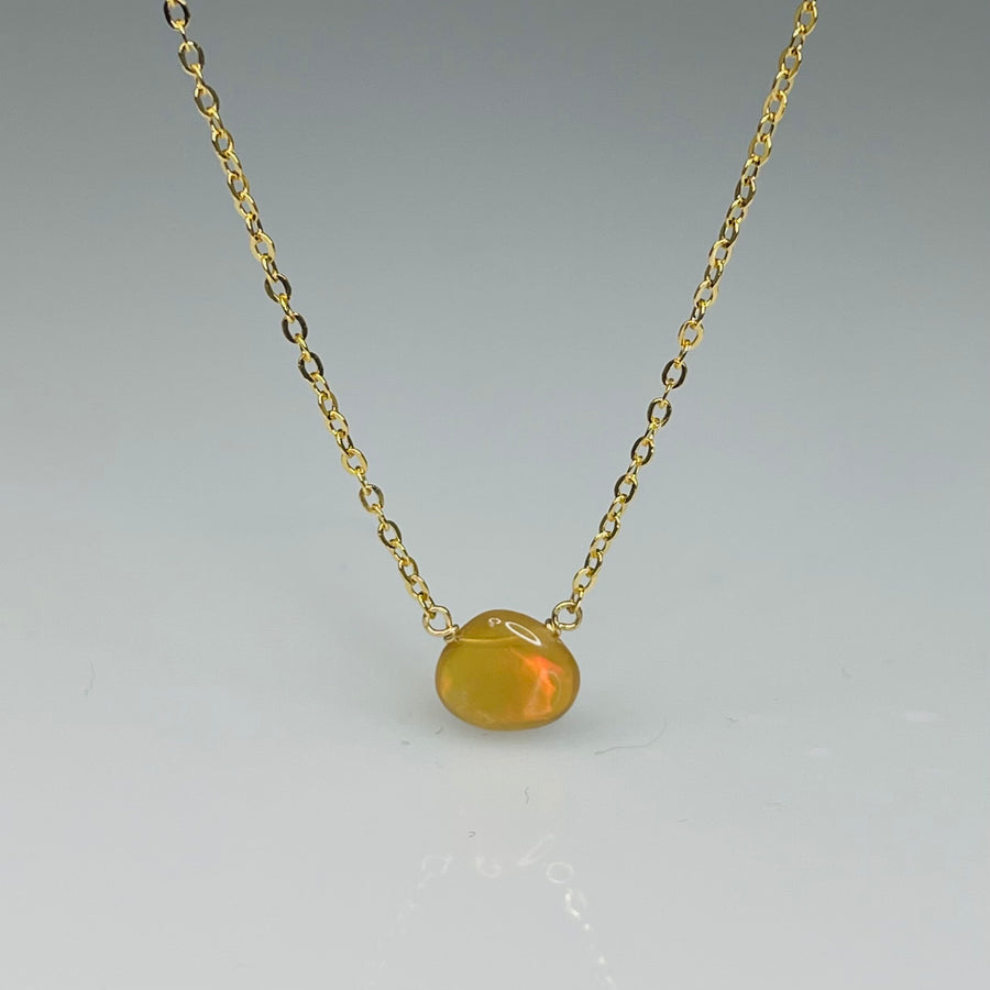 Champagne Ethiopian Opal Necklace 6mm