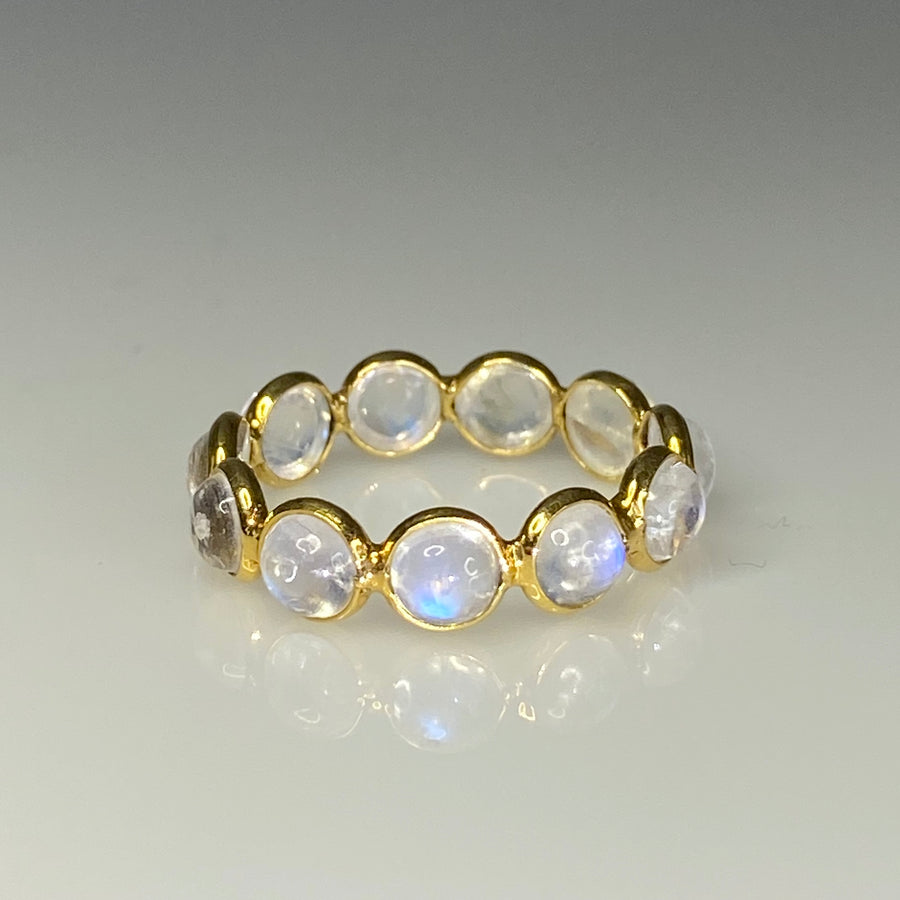 18K Yellow Gold Rainbow Moonstone Bubble Ring