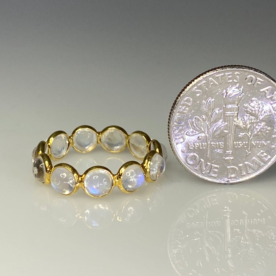 18K Yellow Gold Rainbow Moonstone Bubble Ring