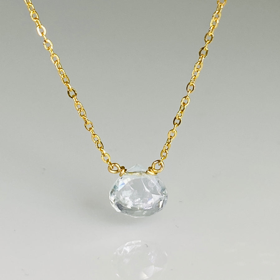 Aquamarine Drop Necklace 8mm