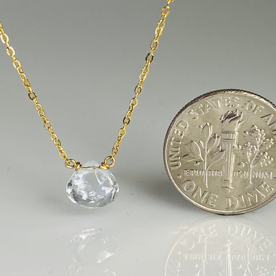 Aquamarine Drop Necklace 8mm