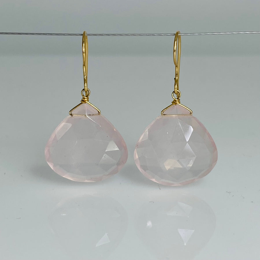 Pear Shape Rose Quartz Drop Earrings 18x18mm