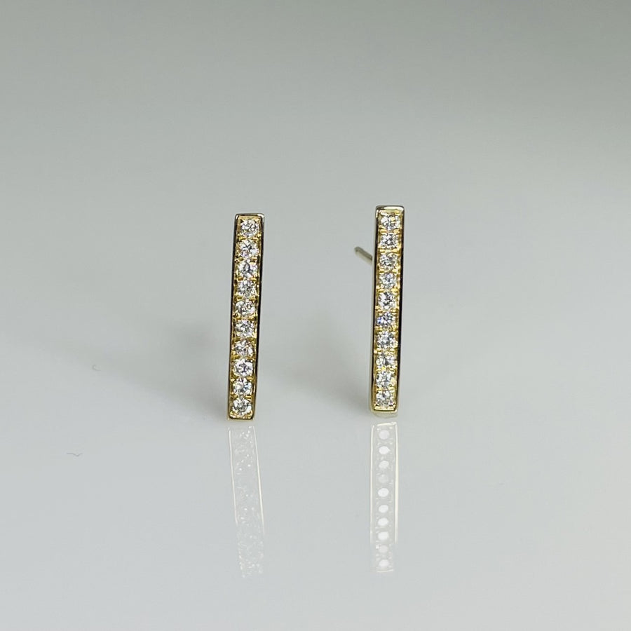 14K Yellow Gold Diamond Bar Earrings 0.21ct