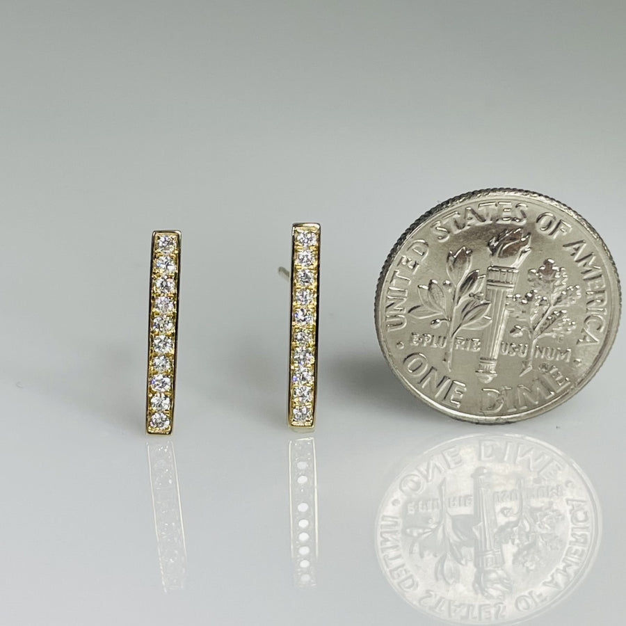 14K Yellow Gold Diamond Bar Earrings 0.21ct
