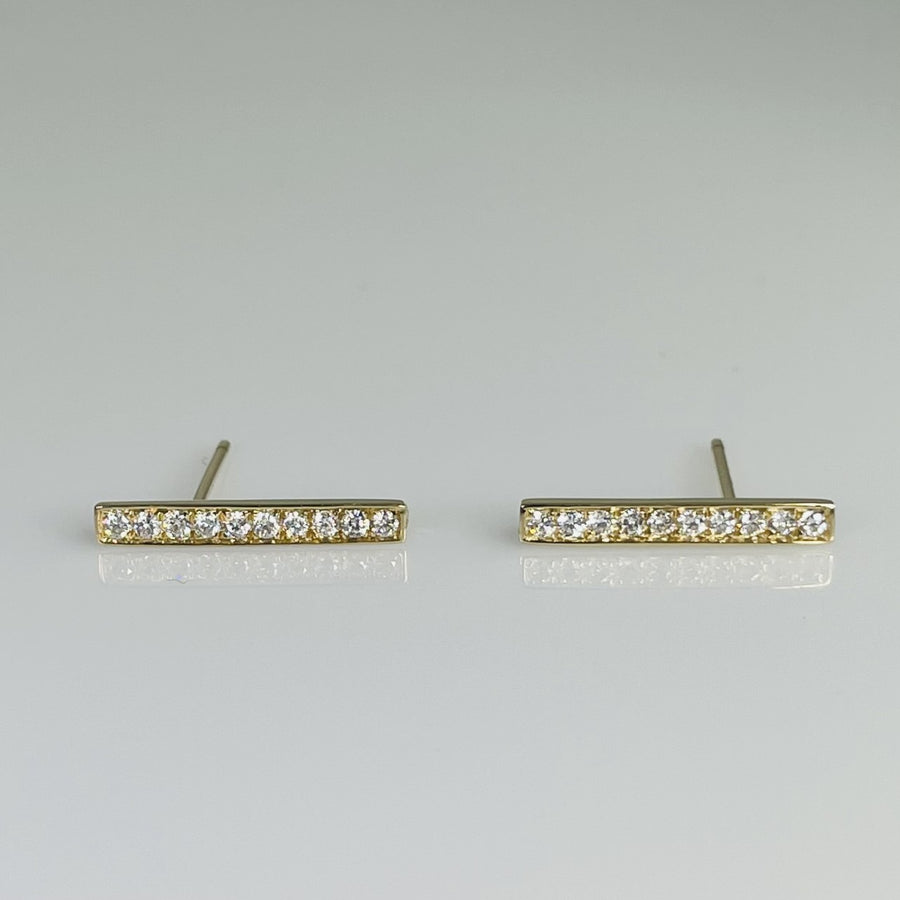 14K Yellow Gold Diamond Bar Earrings 0.21ct