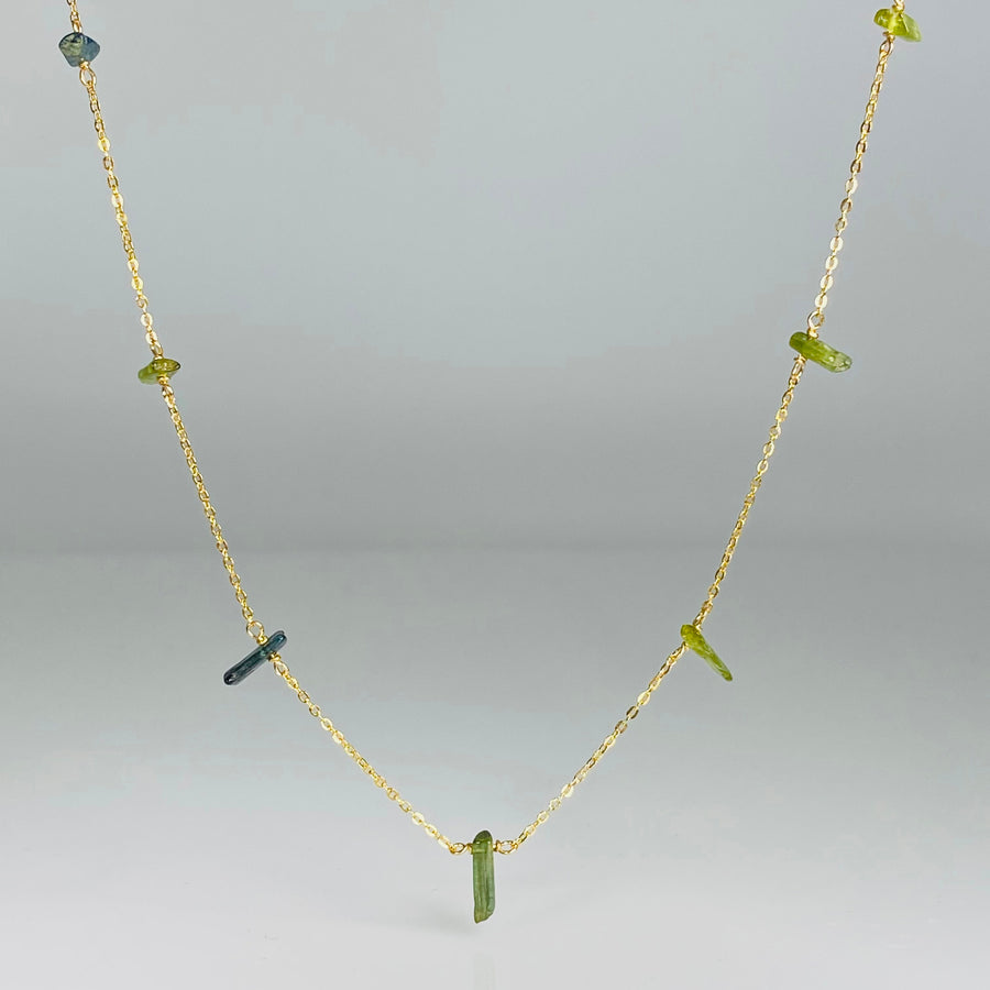 Green Tourmaline Multi Drop Necklace