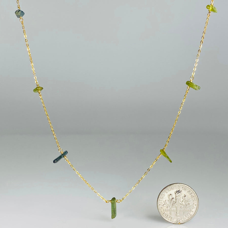 Green Tourmaline Multi Drop Necklace