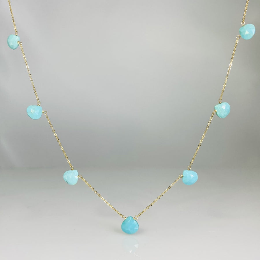 Turquoise Multi Drop Necklace 6x6mm