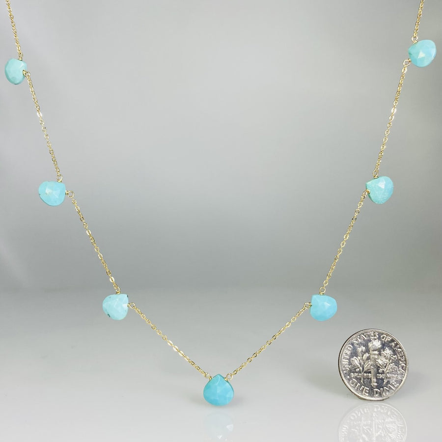 Turquoise Multi Drop Necklace 6x6mm