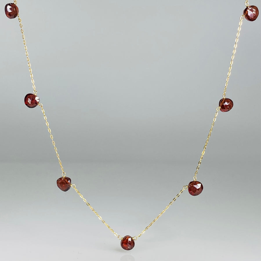 Garnet Multi Drop Necklace 6x6mm
