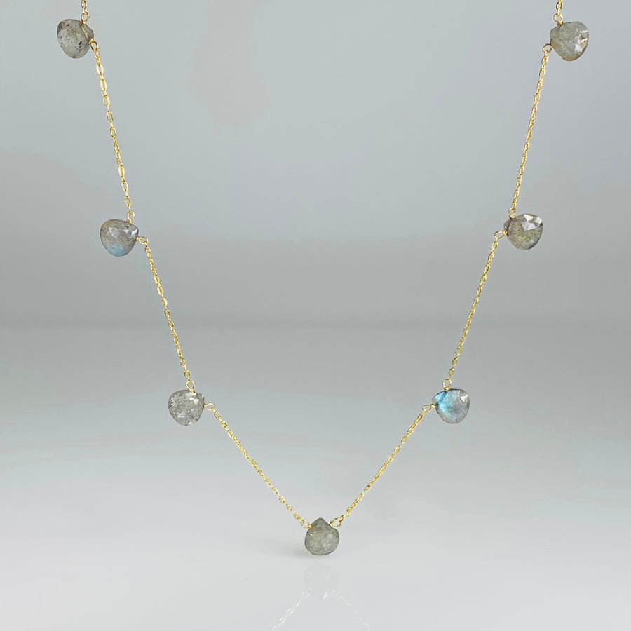 Labradorite Multi Drop Necklace 5x5mm