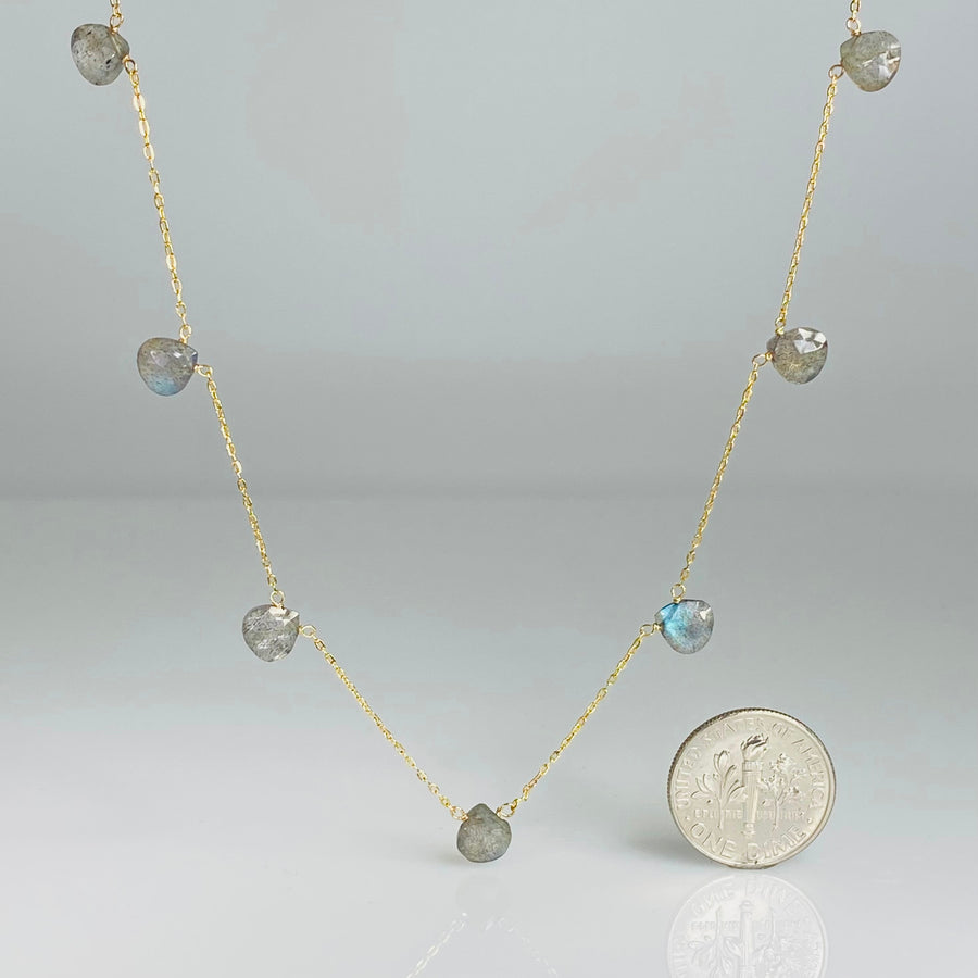 Labradorite Multi Drop Necklace 5x5mm