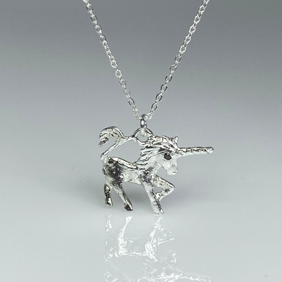 Black Diamond Unicorn Necklace
