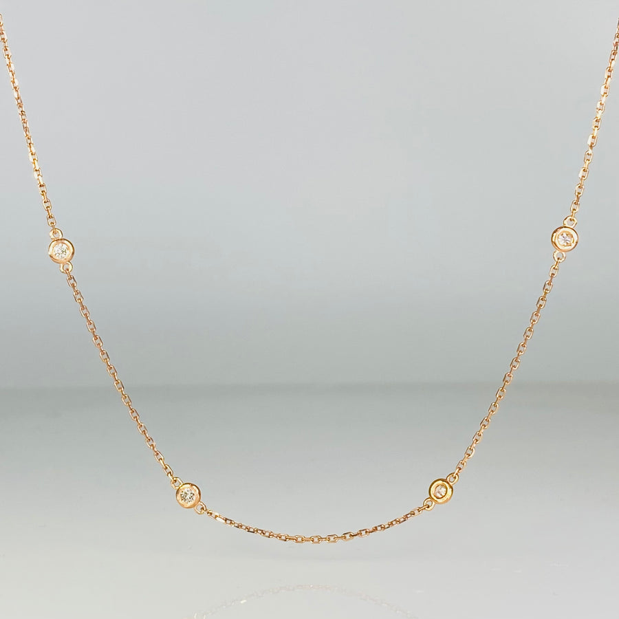 14K Rose Gold Diamond By The Yard Necklace 0.50ct