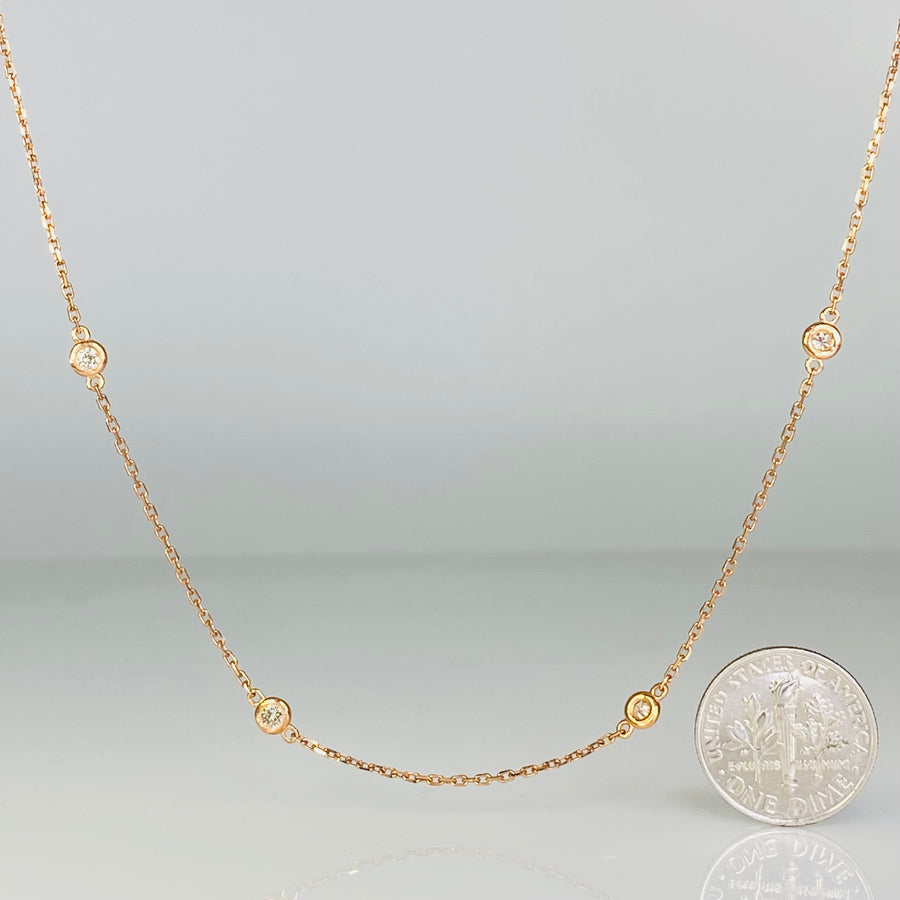 14K Rose Gold Diamond By The Yard Necklace 0.50ct