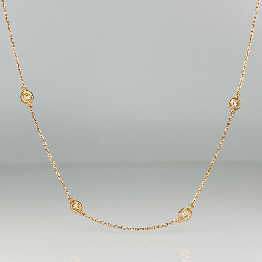 14K Rose Gold Diamond By The Yard Necklace 1.11ct
