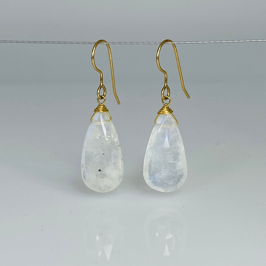 Teardrop Rainbow Moonstone Earrings 10x20mm