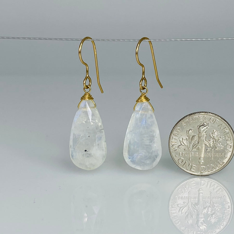 Teardrop Rainbow Moonstone Earrings 10x20mm