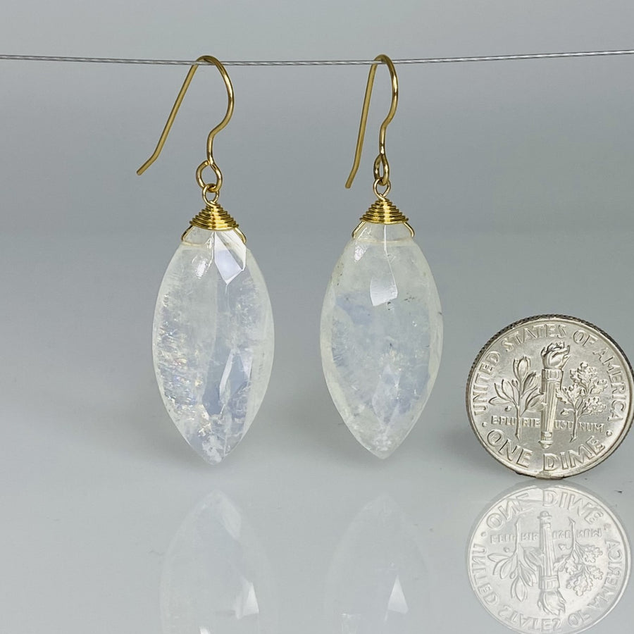 Marquise Rainbow Moonstone Earrings 13x28mm