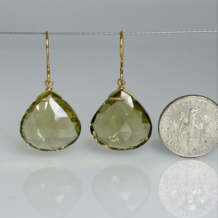 Pear Shape Olive Quartz Drop Earrings 16x16mm