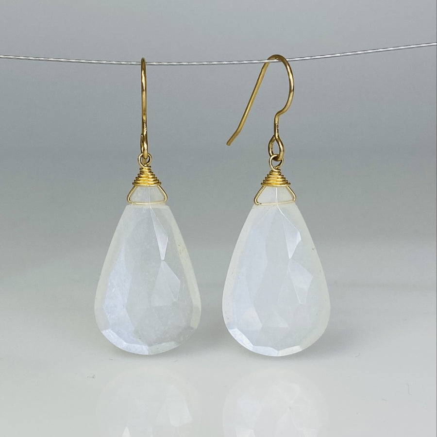 Pear Shape Moonstone Earrings 15x26mm