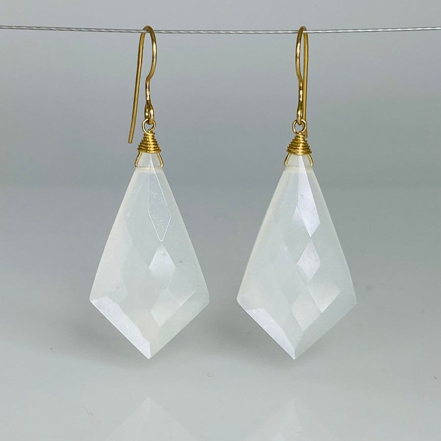 Kite Shape Moonstone Earrings 17x32mm