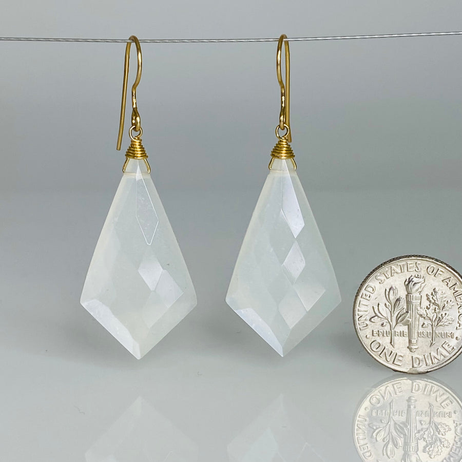 Kite Shape Moonstone Earrings 17x32mm