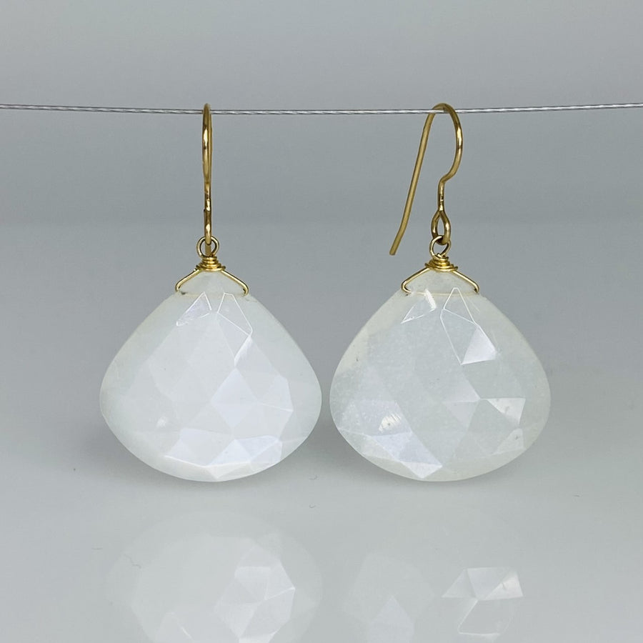 Pear Shape Moonstone Drop Earrings 21x21mm