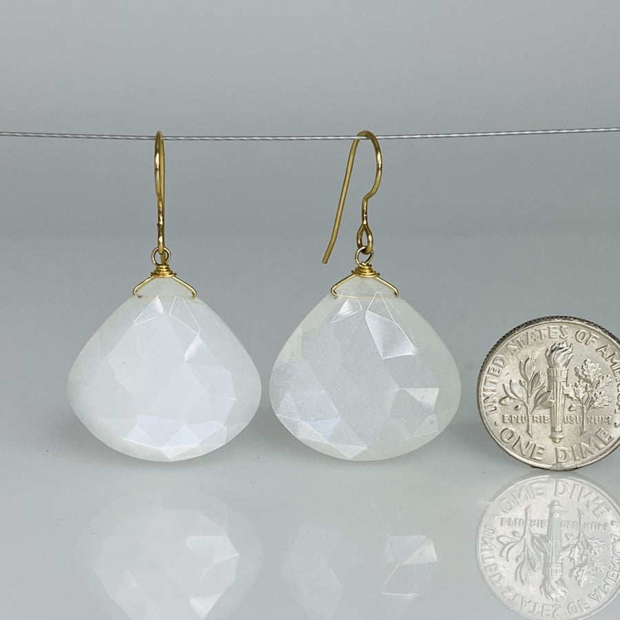 Pear Shape Moonstone Drop Earrings 21x21mm