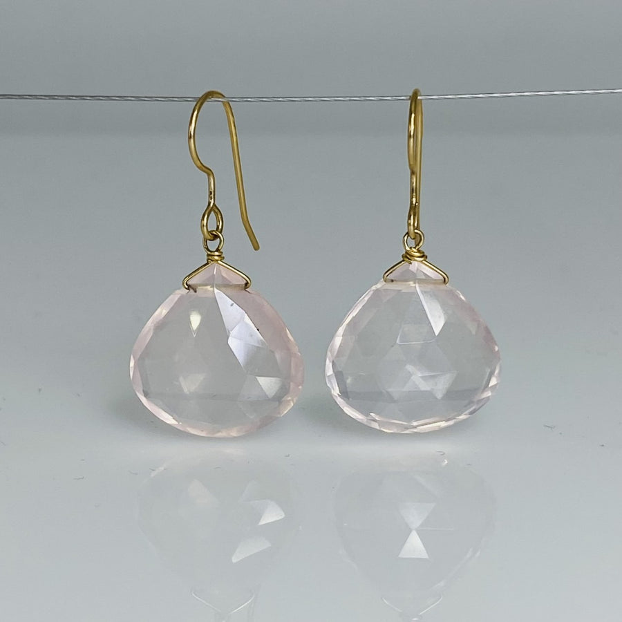Pear Shape Rose Quartz Drop Earrings 16x16mm