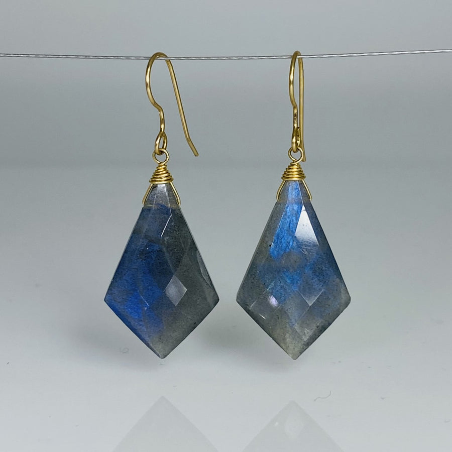 Kite Shape Labradorite Earrings 16x28mm