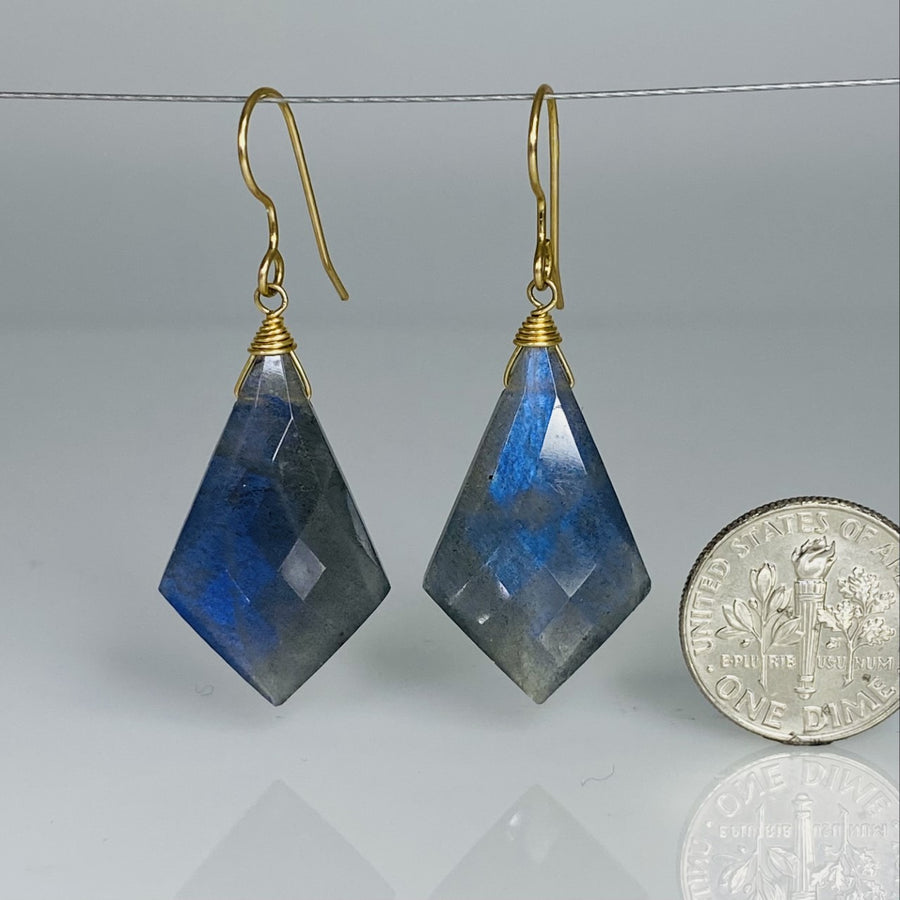Kite Shape Labradorite Earrings 16x28mm