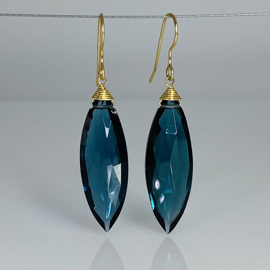 Marquise London Blue Hydro Quartz Earrings 11x32mm