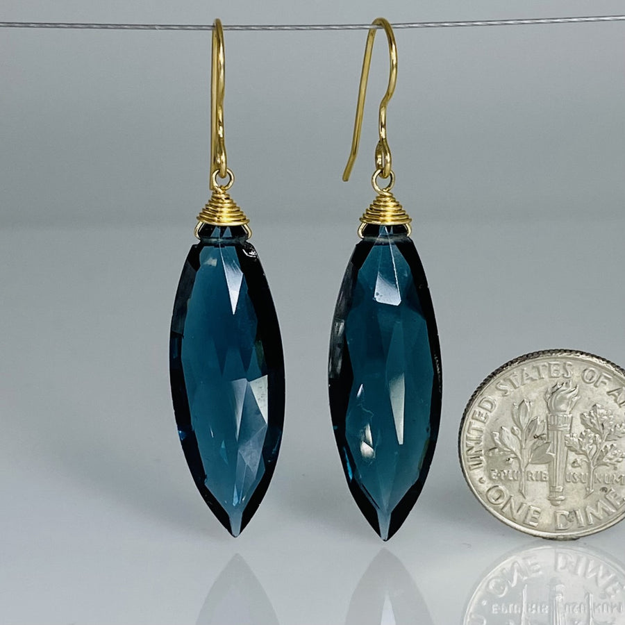 Marquise London Blue Hydro Quartz Earrings 11x32mm