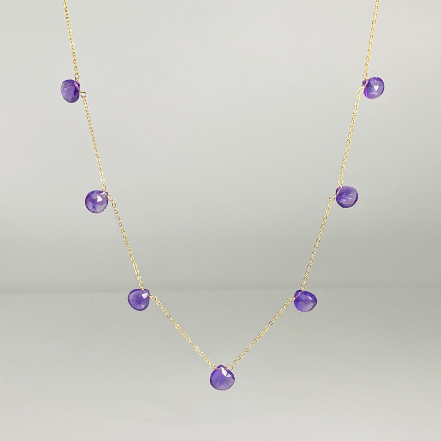 Amethyst Multi-Drop Necklace 5x5mm