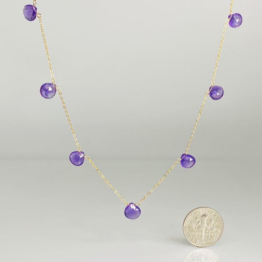 Amethyst Multi-Drop Necklace 5x5mm
